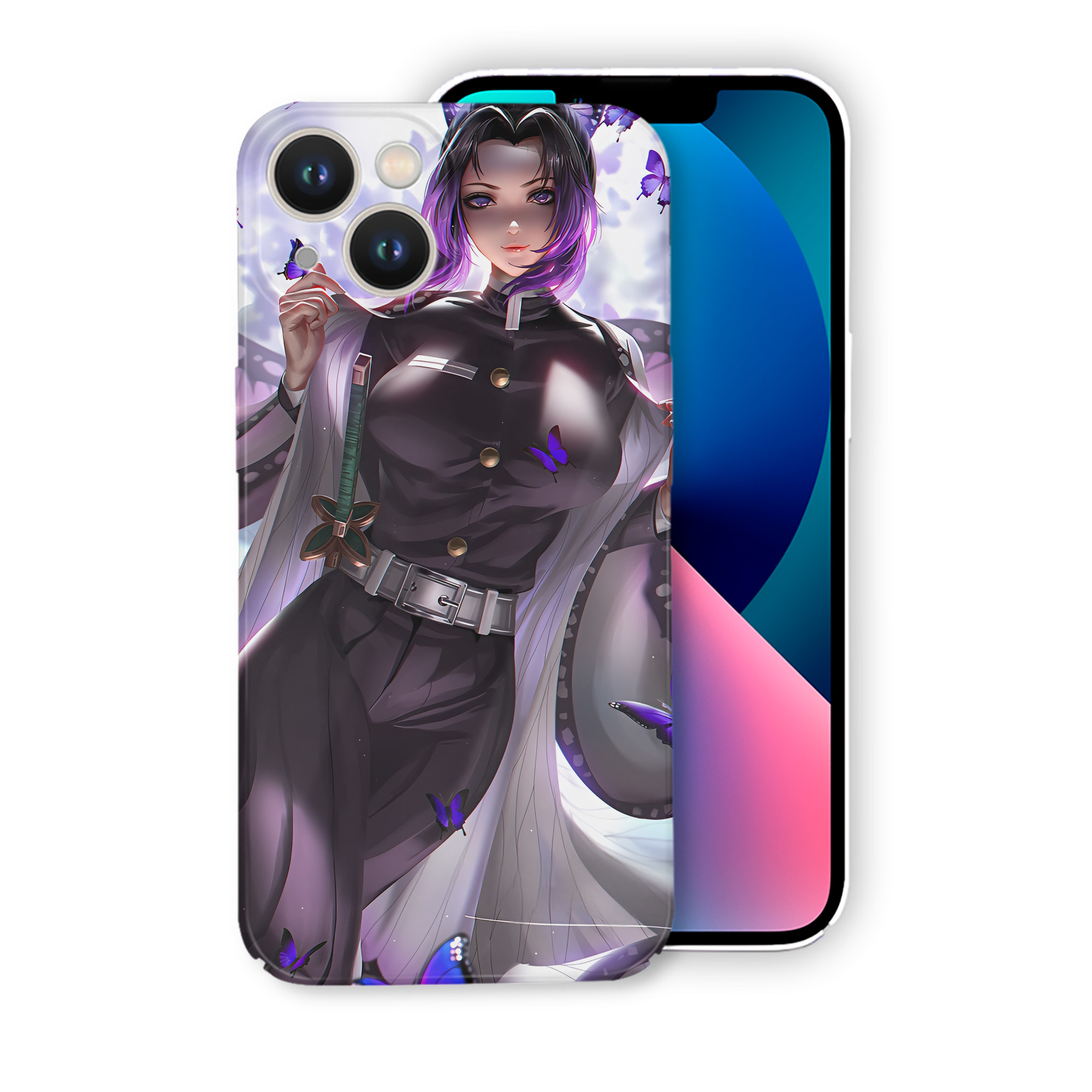 （画像用） 鬼滅の刃（きめつのやいば）蟲柱-胡蝶 しのぶ／こちょう しのぶ Kochou Shinobu 【iPhone 14シリーズ対応】ハードケース